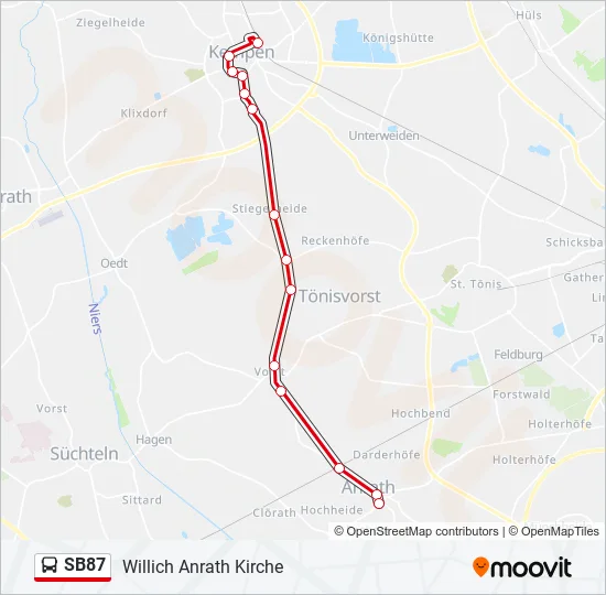 SB87 Bus Line Map