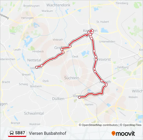 SB87 Bus Line Map