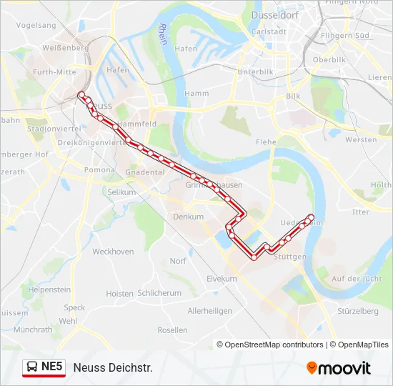NE5 Bus Line Map