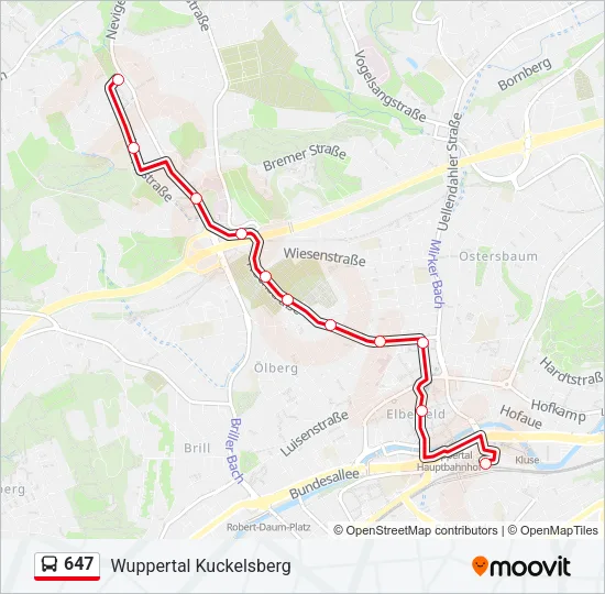 647 Bus Line Map