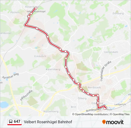 647 Bus Line Map