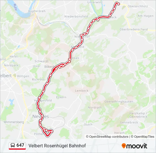 647 Bus Line Map