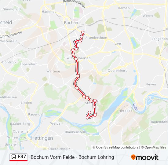 E37 bus Line Map