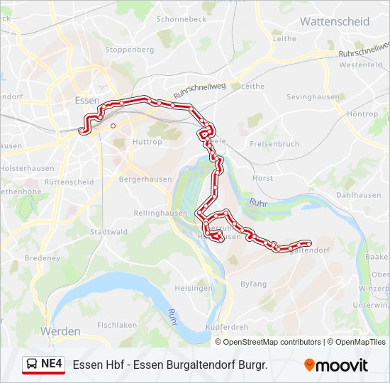 NE4 Bus Line Map