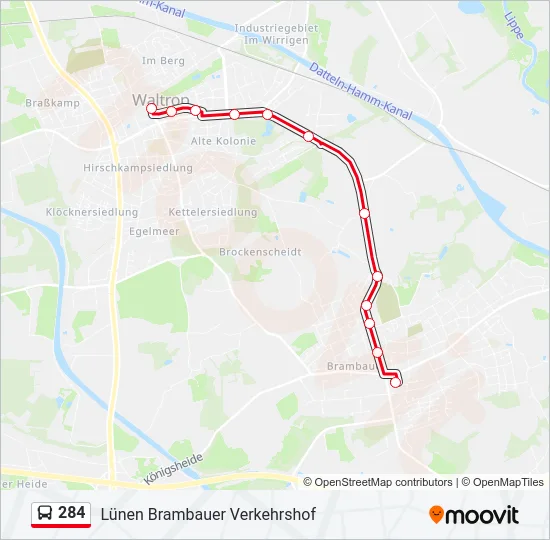 284 Bus Line Map