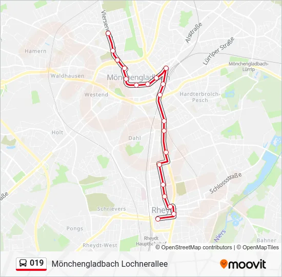 Автобус 019: карта маршрута