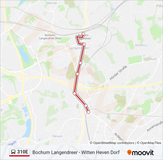 310E Bus Line Map
