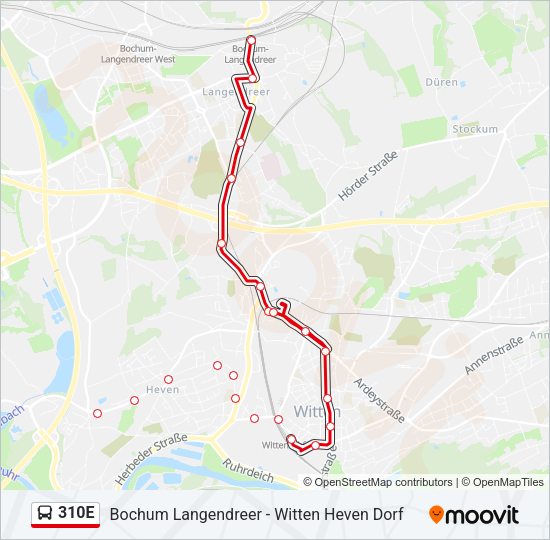 310E Bus Line Map