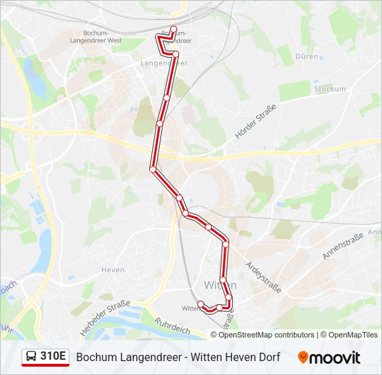310E Bus Line Map