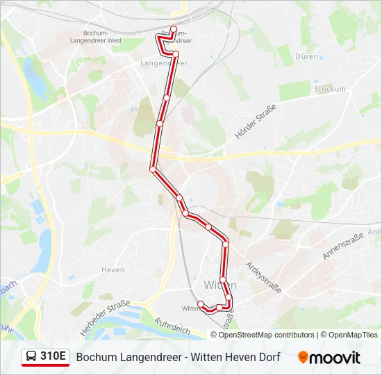 310E Bus Line Map