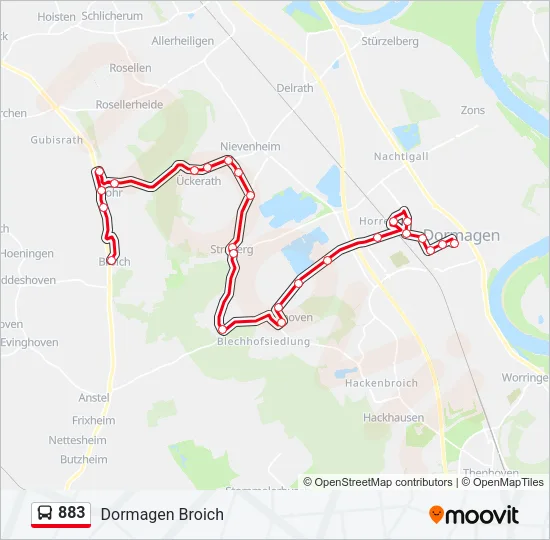 883 Bus Line Map