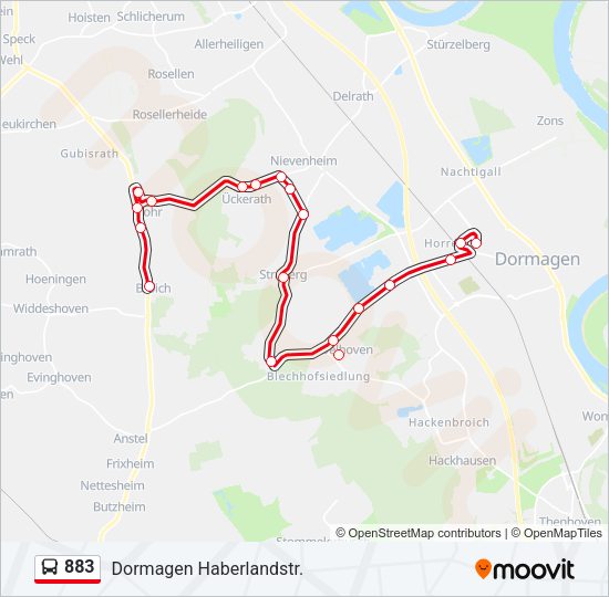 883 Bus Line Map