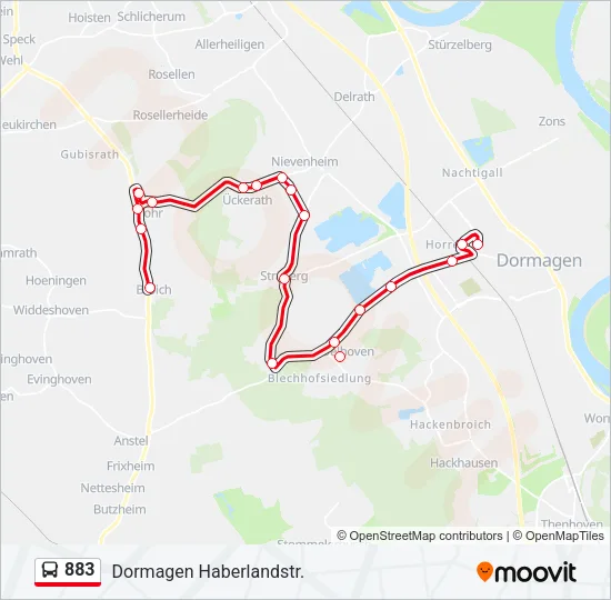 883 Bus Line Map