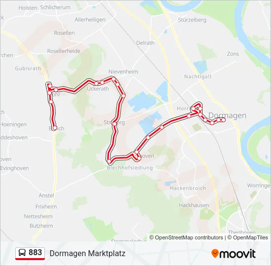 883 Bus Line Map