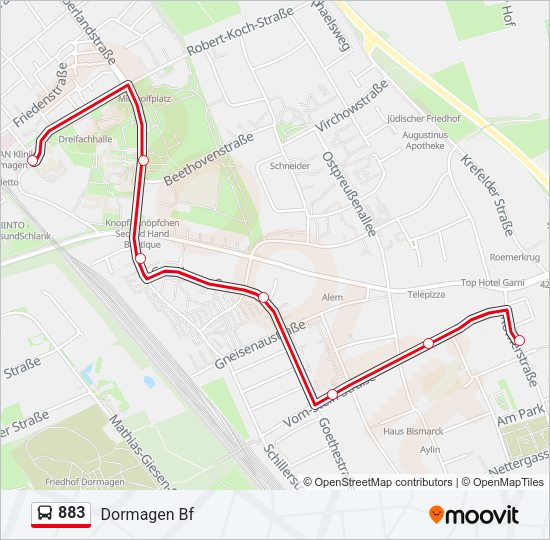 883 Bus Line Map