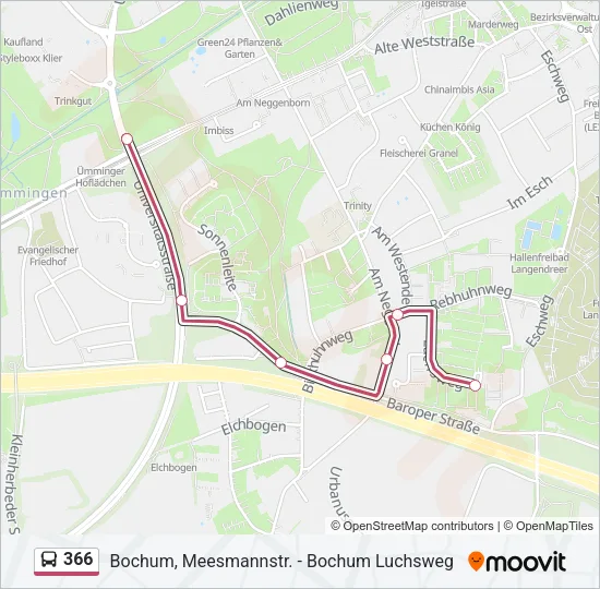 366 Bus Line Map