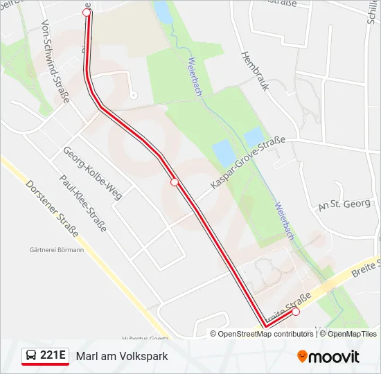 221E Bus Line Map