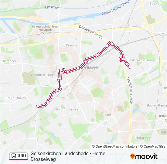 340 Bus Line Map