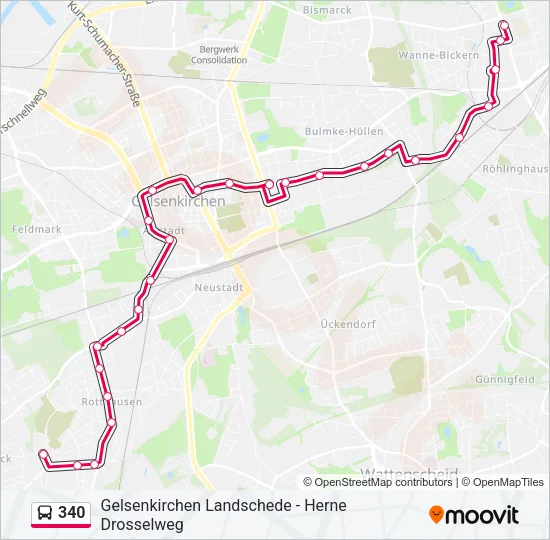 340 Bus Line Map
