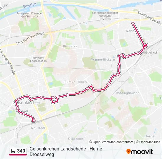 340 Bus Line Map