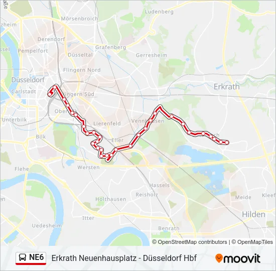 NE6 Bus Line Map