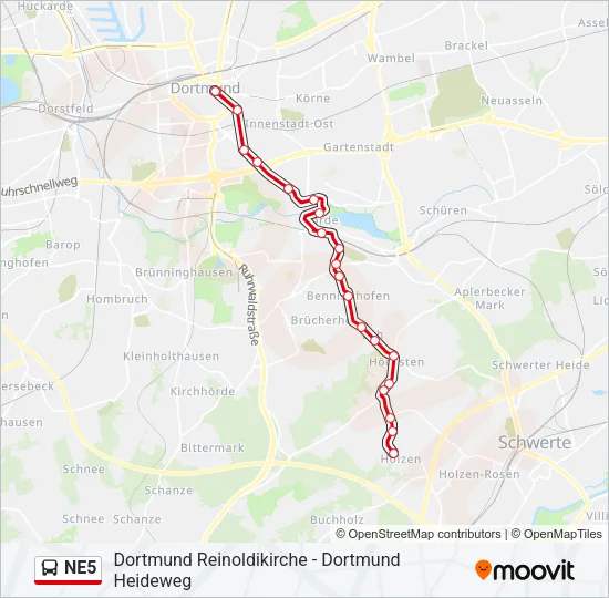 NE5 Bus Line Map