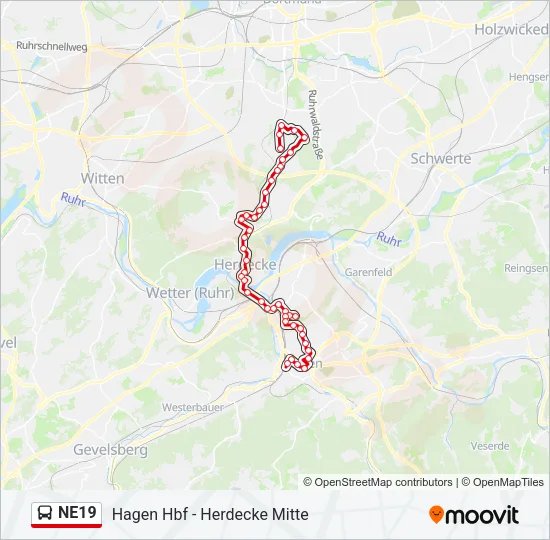 NE19 Bus Line Map