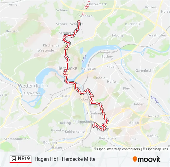 NE19 Bus Line Map