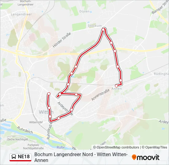 NE18 Bus Line Map