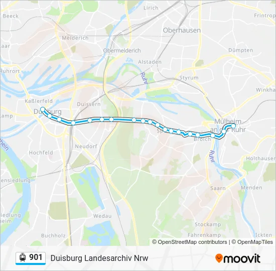 Трамвай 901: карта маршрута