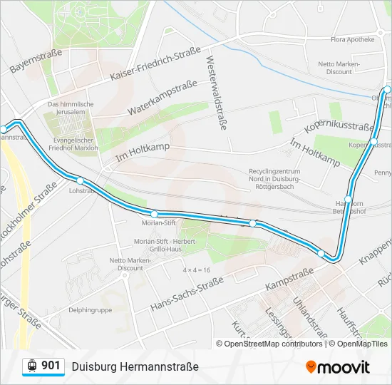 Straßenbahnlinie 901 Karte
