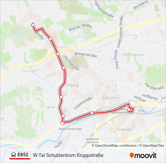 E852 bus Line Map