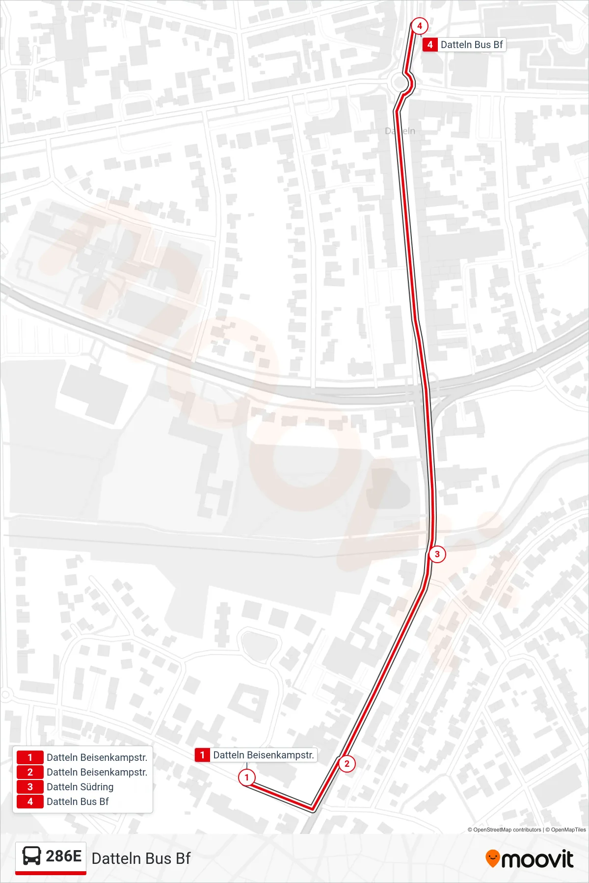 Linie 286E (Bus) Richtung Datteln Bus Bf: Route und Haltestellen auf der Karte