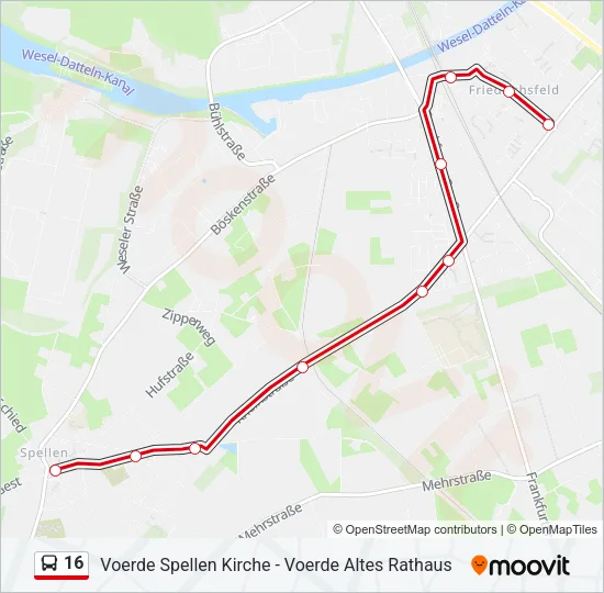 16 Bus Line Map