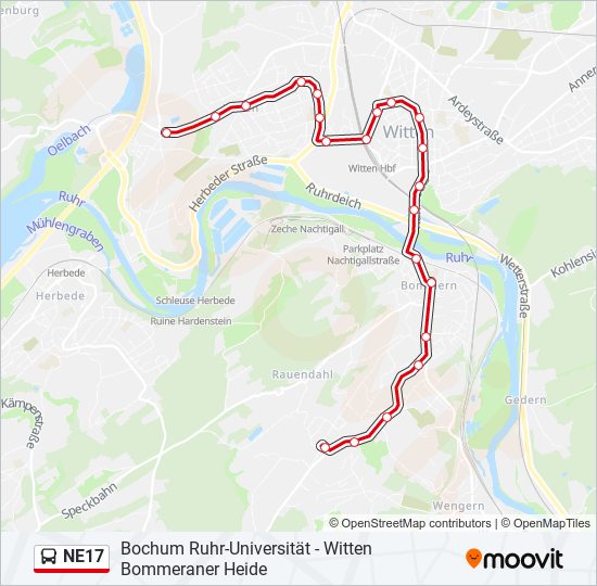 NE17 bus Line Map