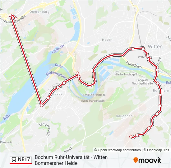Buslinie NE17 Karte