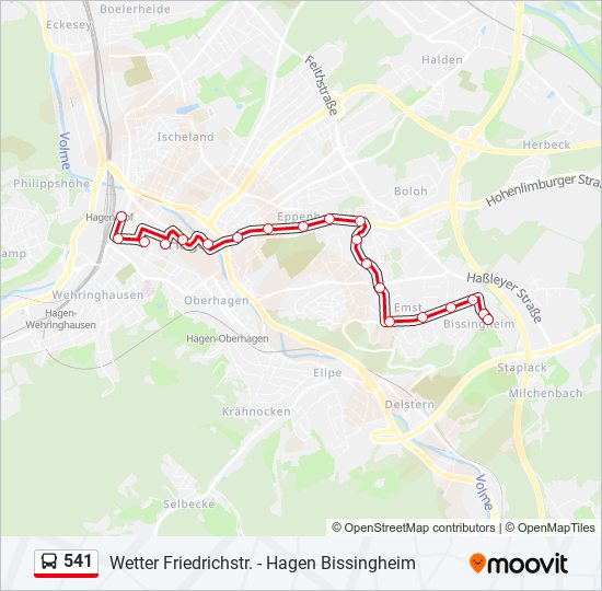 541 Route: Fahrpläne, Haltestellen & Karten - Hagen Hauptbahnhof ...
