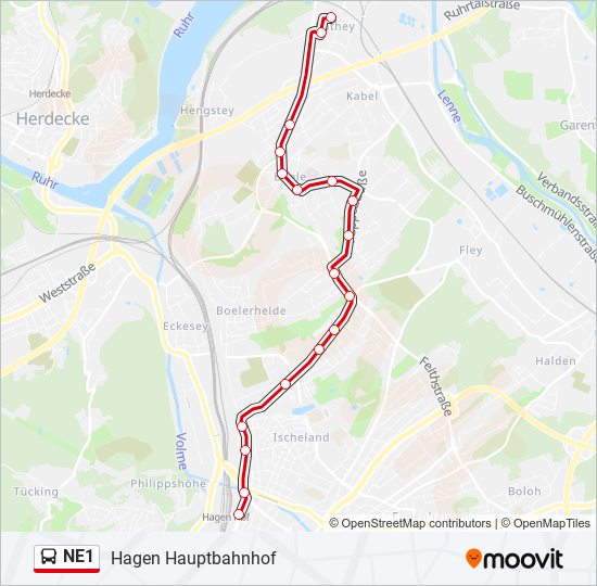 NE1 bus Line Map