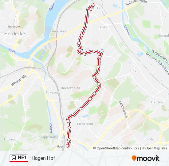 NE1 Bus Line Map