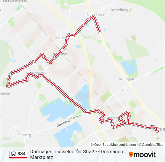 884 Bus Line Map
