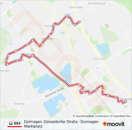 884 Bus Line Map