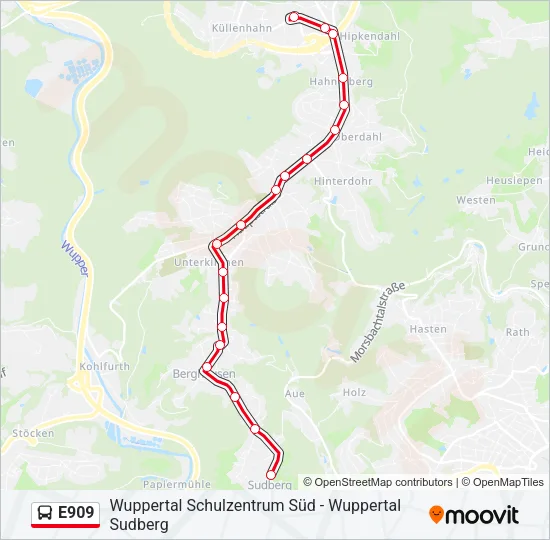 E909 Bus Line Map