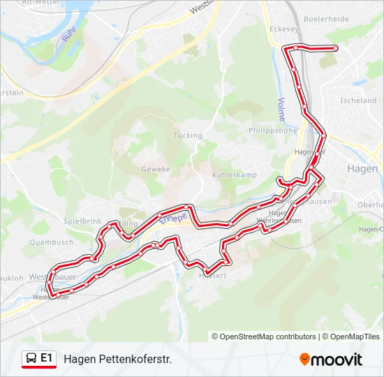 E1 Bus Line Map