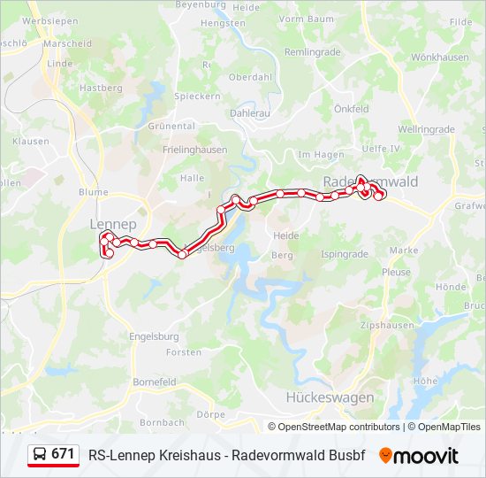 671 bus Line Map