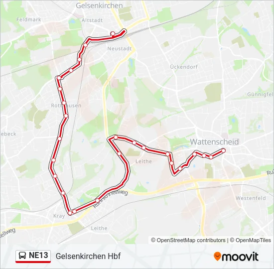 NE13 Bus Line Map