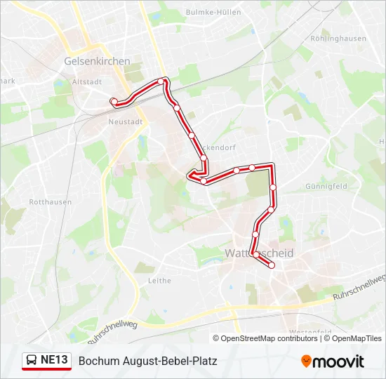 NE13 Bus Line Map