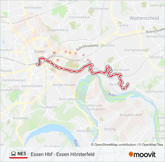 NE5 Bus Line Map