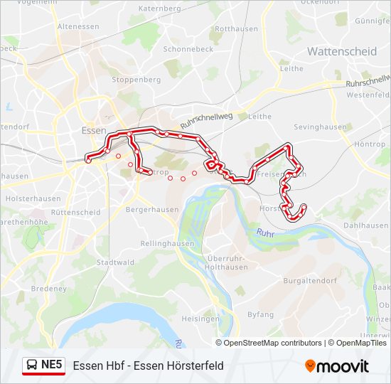 NE5 Bus Line Map