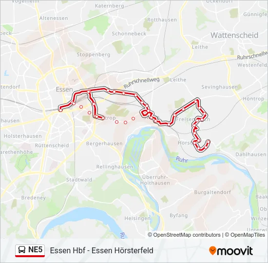 NE5 Bus Line Map
