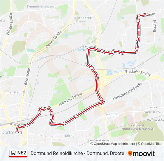NE2 Bus Line Map